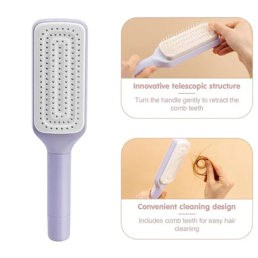 Automatic Cleaning Rotating Hair Comb Massage, Women's Anti-static Hair Comb