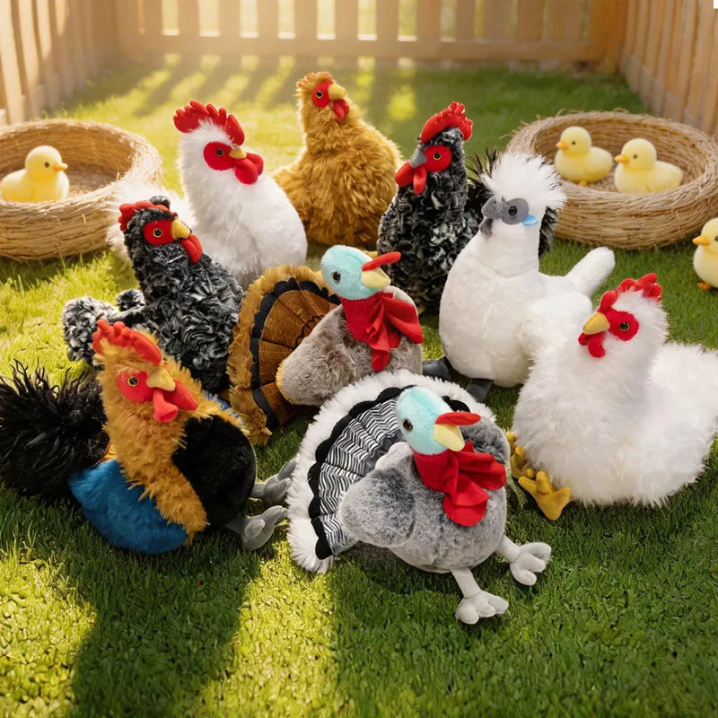 Chubby Rooster Hen Black-bone Chicken Fluffy Simulation Animal Poultry Stuffed Soft Lifelike Huggable Pillow