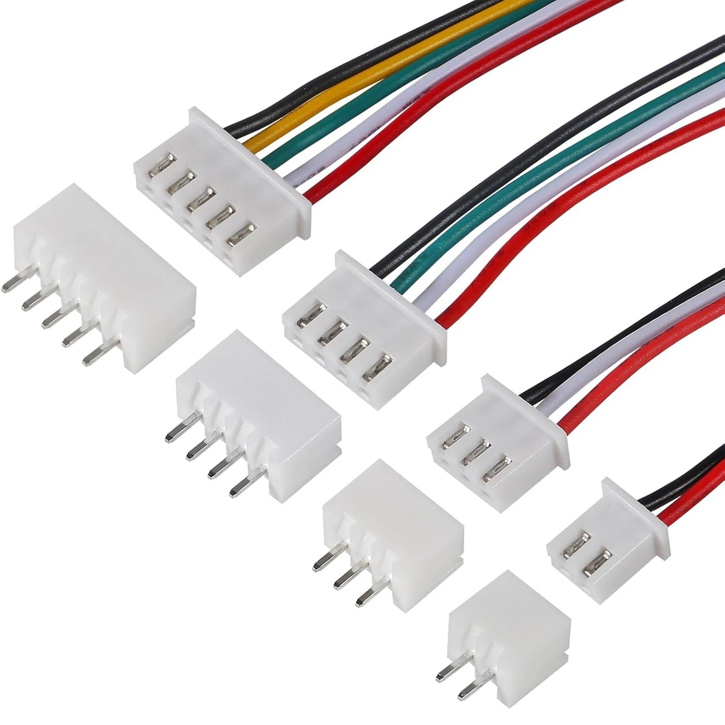 40 Pairs JST XH2.54 Connectors Wire Cable Plug Connectors 2 Pin 3 Pin 4 Pin 5 Pin XH 2.54mm Pitch Connector Kit XH 2.54mm Pitch