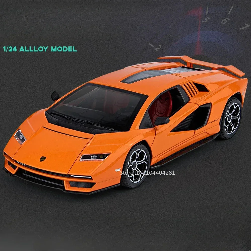 1/24 AVENTEDOR SVJ63 Countach Sports Car Alloy Model Toys Diecasts & Toy Vehicles Sound and Light Collection for Kids Boys Gifts