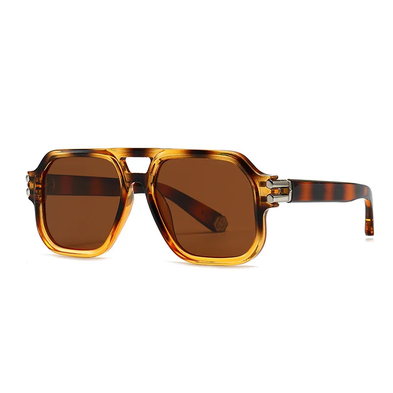 JNPCXI Polarized Fashion Square Sunglasses Men Gradient Shades UV400 Vintage Rivets Women Trending Sun Glasses