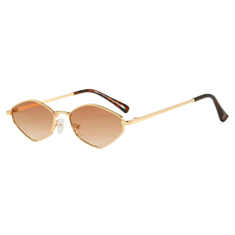 JNPCXI New Retro Metal Small Cat Eye Polygon Women Sunglasses Gradient Silver Shades UV400 Fashion Men Sun Glasses