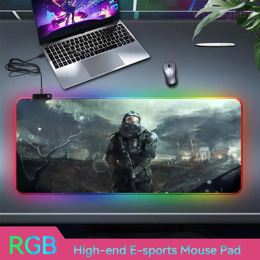 Stalker2 PC Mouse RGB 3mm Rubber Mouse Pad LED Lamp Desk Anime Keyboard Mat 11