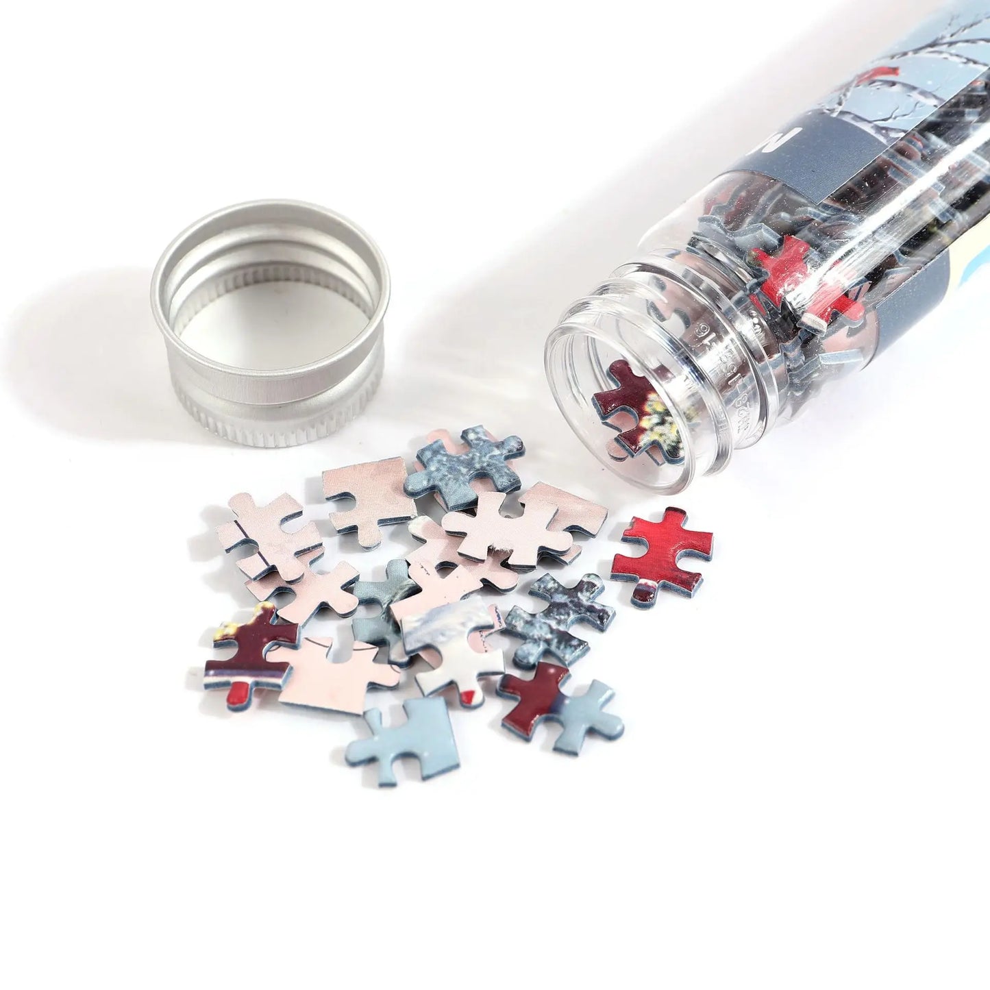 150 pieces of "Spring Train" Mini test tube puzzle, adult cartoon puzzle, children's toy mini blue card puzzle
