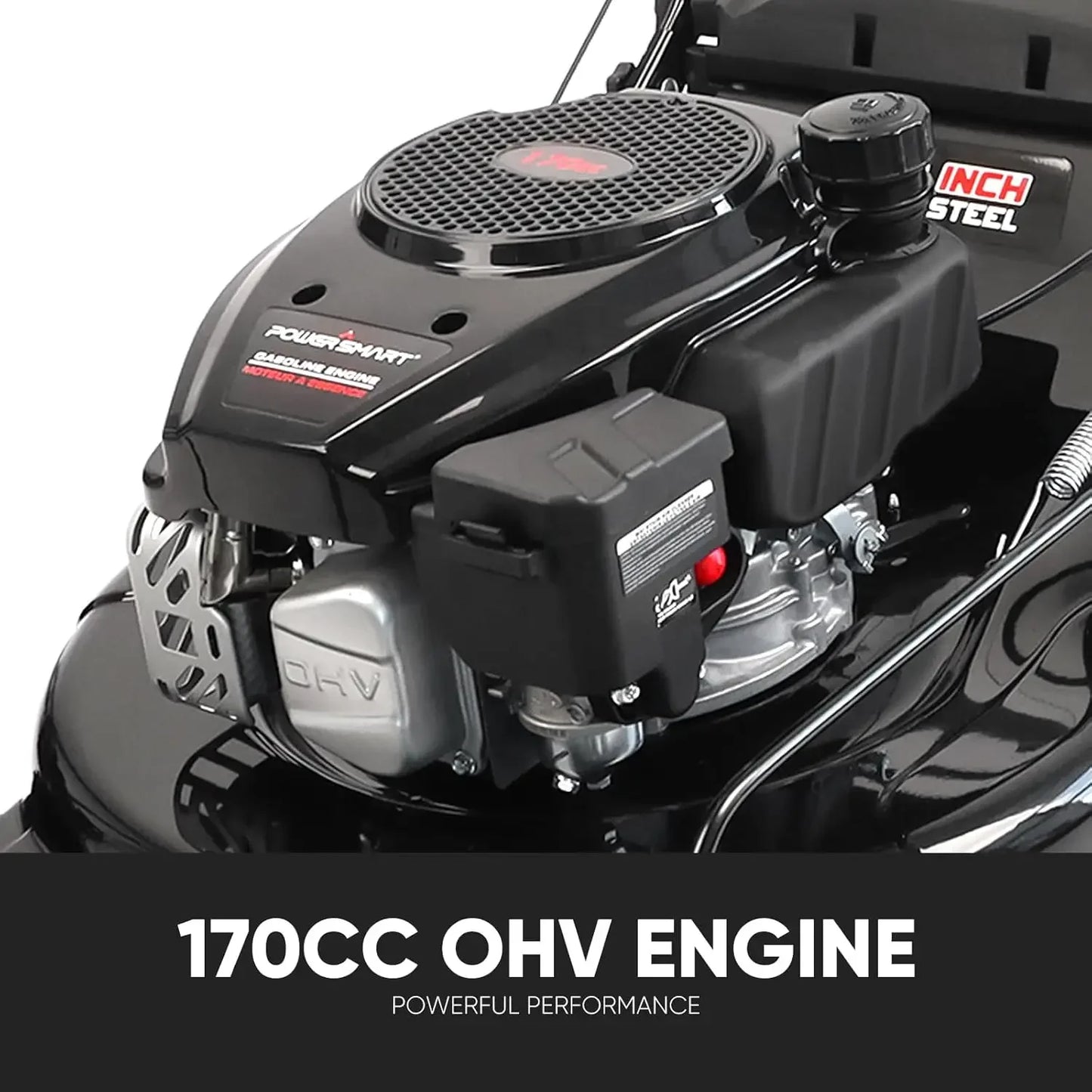 Self-Propelled Gas Lawn Mower, 22" 3-in-1 Rear, High Wheels, 6 Height Adjustment