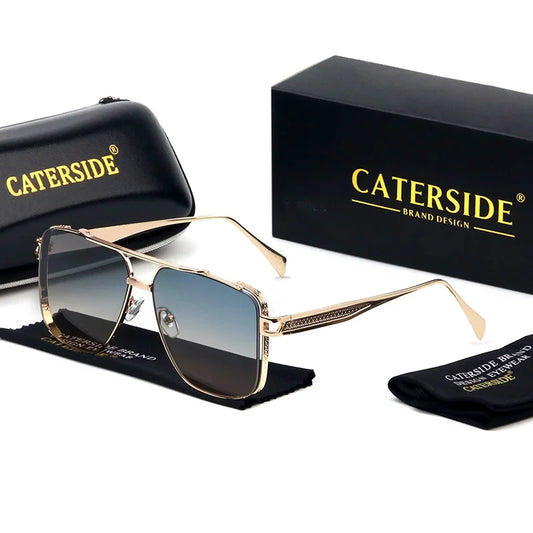 Caterside New Gradient Square Metal Frame Men's Sunglasses Fashion Vintage Women Sun Glasses UV400 Driving Fishing The Best Gift