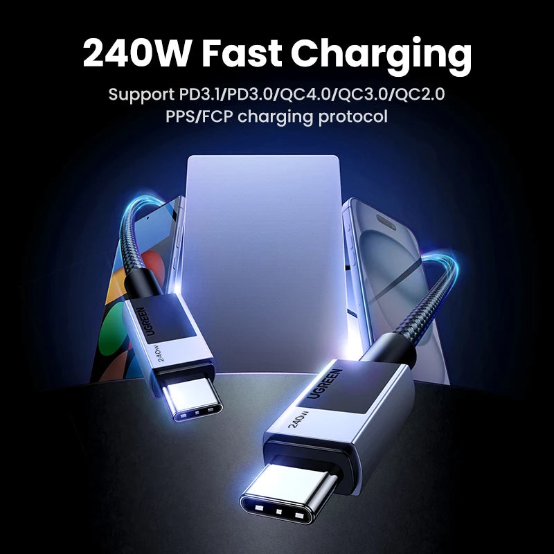 PD 240W USB C to USB C Cable PD3.1 Fast Charging Cable MacBook iPhone Samsung 5A