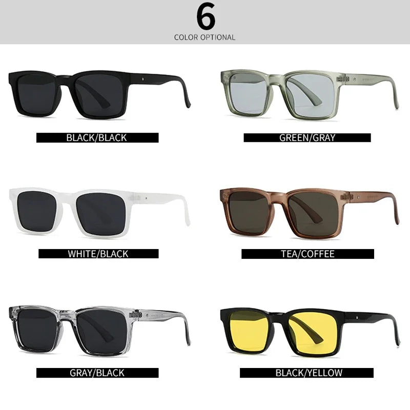 JNPCXI New Retro Rivets Men Square Sunglasses Shades UV400 Fashion Women Gradient Green Sun Glasses