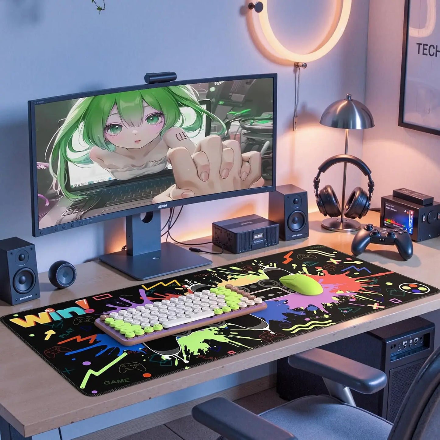 Mouse Pad, Desk Cover Mat, Full Desk Large Mousepad, Anti-Slip Smooth Surface XXL Computer Pad with Stitched Edges for Desktop
