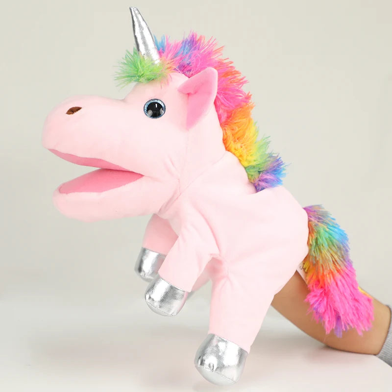 The Mouth Can Move Unicorn Hand Puppets Plush Toys Pony Dolls Parent Child Games Kindergarten Early Childhood Education Roleplay