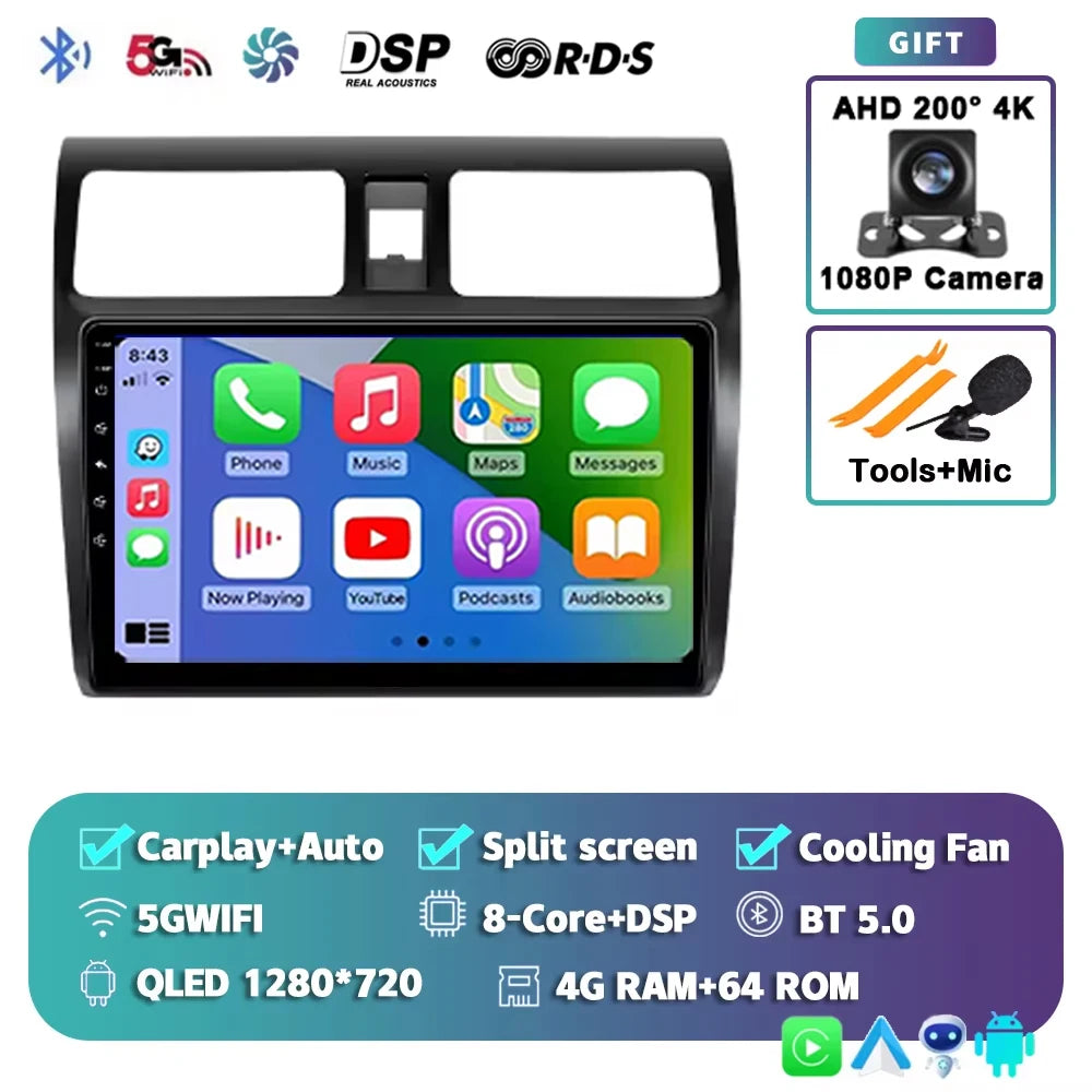 Android 15 2K 12+256GB  For Suzuki Swift 2003 - 2010 Car Radio Multimedia Video Player wireless Carplay Android Auto GPS stereo