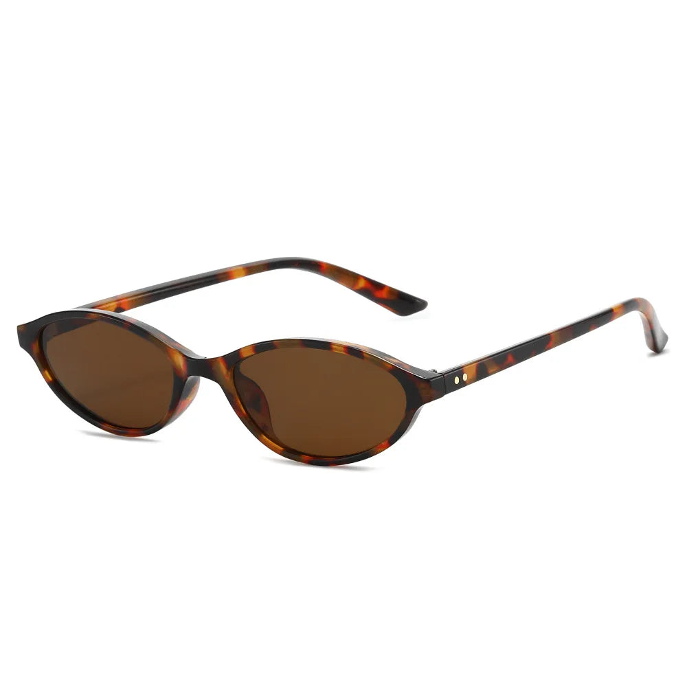 JNPCXI New Fashion Small Oval Sunglasses Women Gradient Shades UV400 Retro Rivets Trending Men Punk Sun Glasses