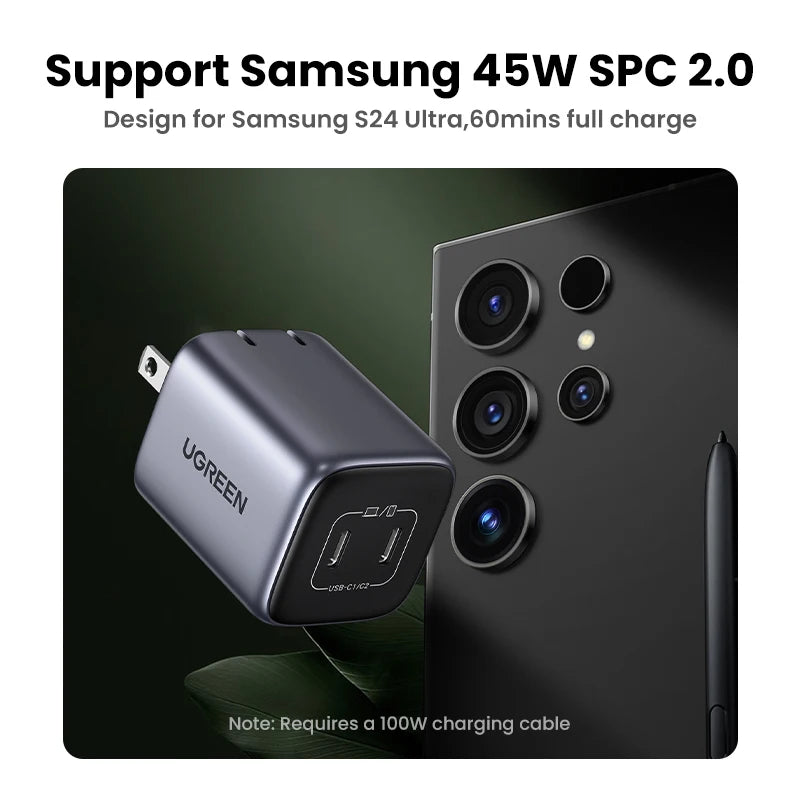 US Plug GaN 45W 20W USB Charger PD QC 3.0 Fast Quick Charger Iphone Samsung