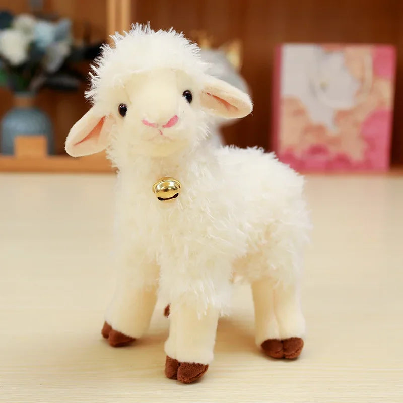 Hot Sale Lovely Gentle Golden Bell Baby Lamb Plush Toys Lifelike Fluffy Standing Lamb Doll Pretty Appease Doll For Children