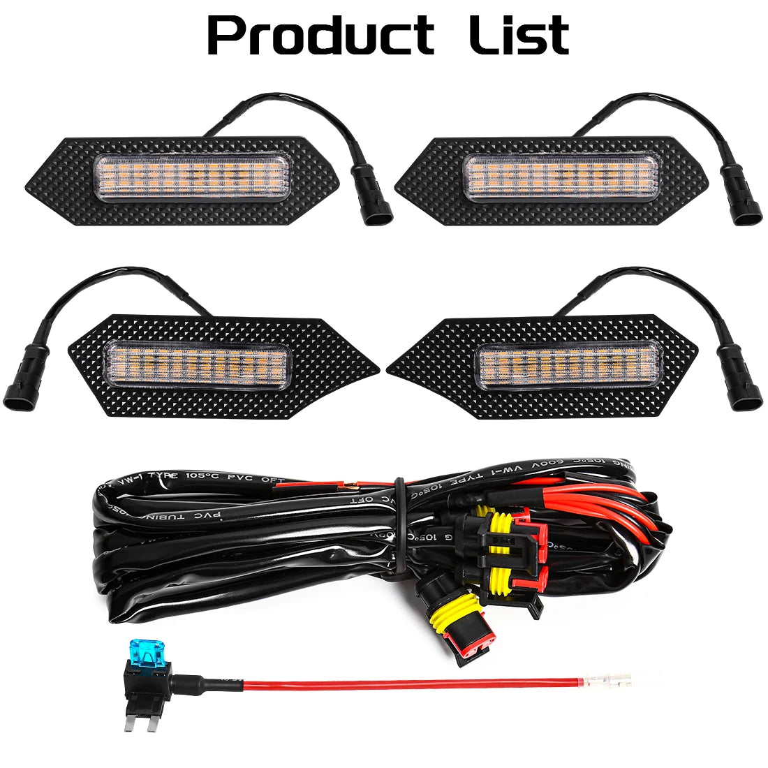 4Pcs Grill Car LED Light For Toyota Tacoma 2024 TRD Trailhunter Front Grille Lights Amber Warning Daylights DRL White Blue Red