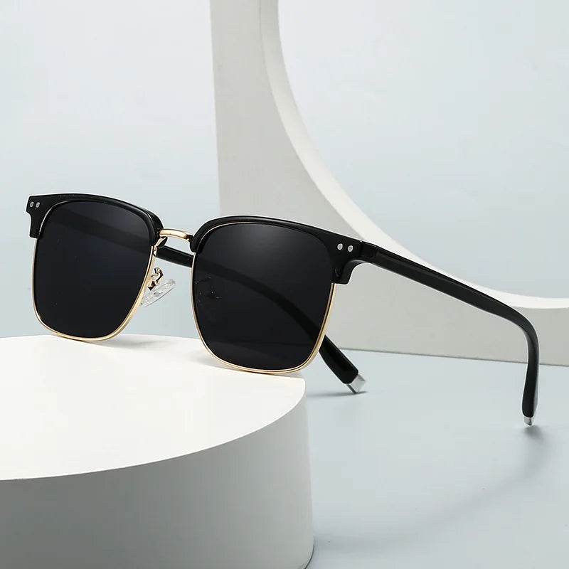 JNPCXI Rice Nail Polarized Square Metal Men Luxury Sunglasses Fashion Gradient Women Shades UV400 Sun Glasses