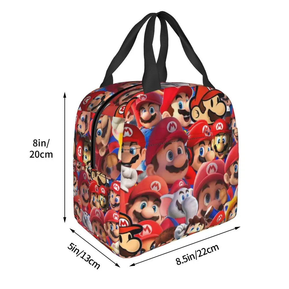 Custom Mario Super Bros Insulated Lunch Bag Reusable Thermal Cooler Lunch Box M5