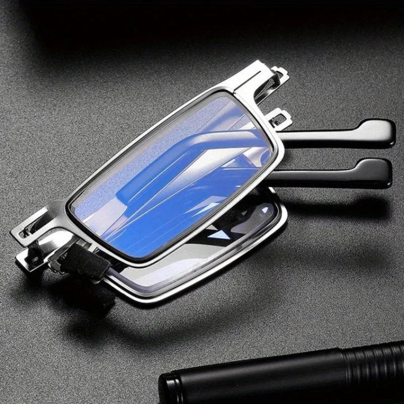 2 Pairs of Anti Blue Light Reading Glasses Anti Farsightedness Lightweight Stainless Steel, Portable Case
