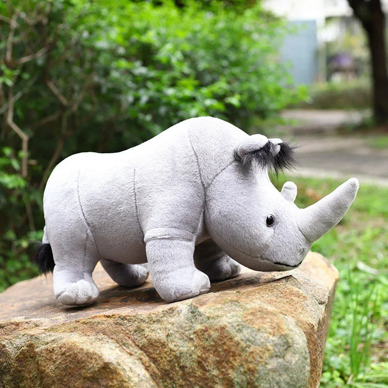 35cm Real Life Rhinoceros Plush Toy Stuffed Lifelike African Rhinos Wild Animals Doll Toys  For Kids Children Xmas Gift Decor