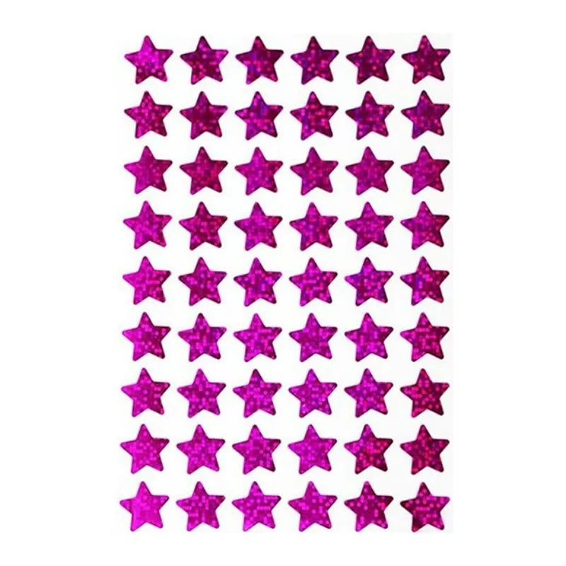 6 sheets Sparkling Holographic Small Star Stickers, Colorful & Shiny, for Classroom Rewards & Behavior Charts
