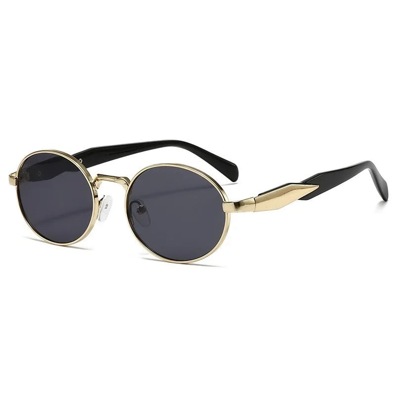 Retro Fashion Metal Round Frame Sunglasses Unisex Street Snap Slimming Large Face Women's Men's Popular Sun Glasses