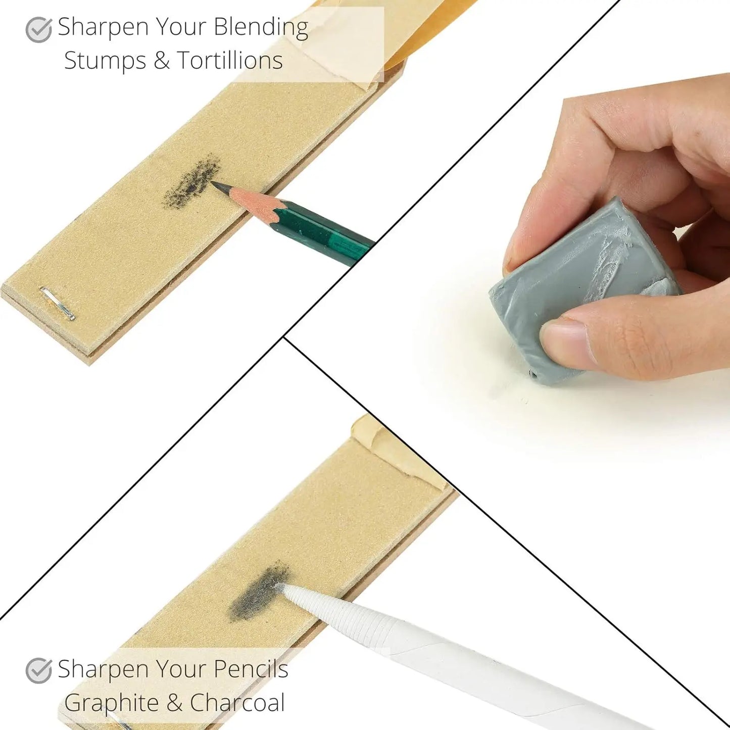Blending Stumps and Tortillions Paper Art Blenders Sandpaper Pencil Sharpener Pointer for Artist Charcoal Sketch Drawing Tools