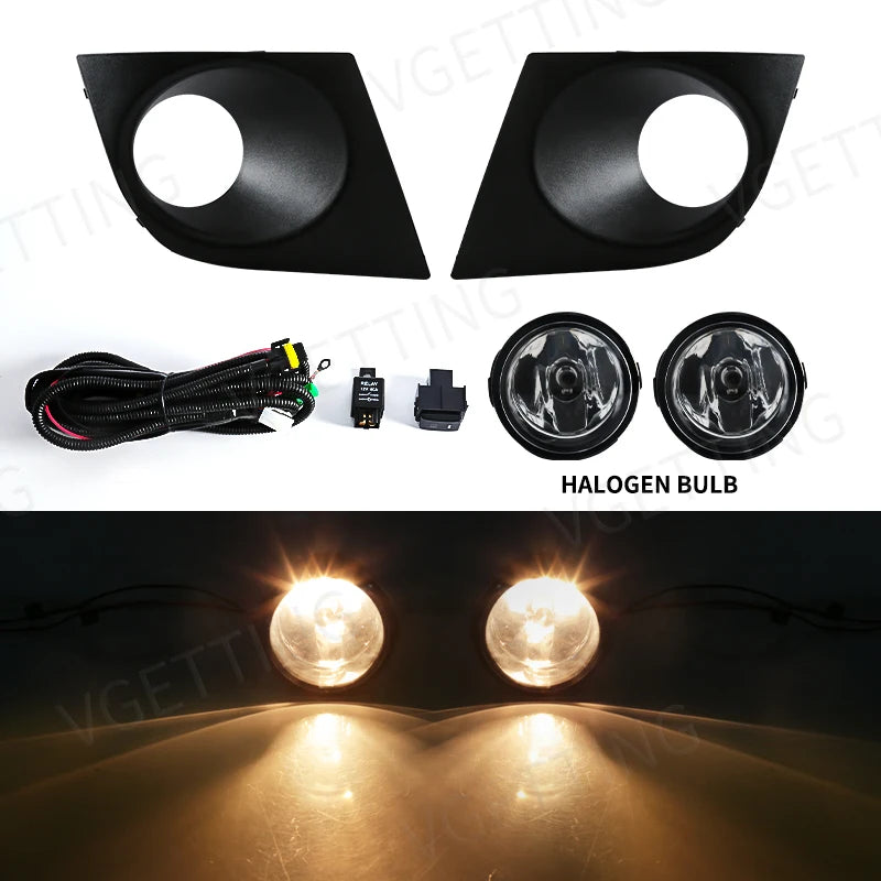 For Nissan Tiida 2007 2008 2009 2010 2011 LED Fog Light Lamp Headlights Cover Hood Frame Waterproof Car Accessories Left Right