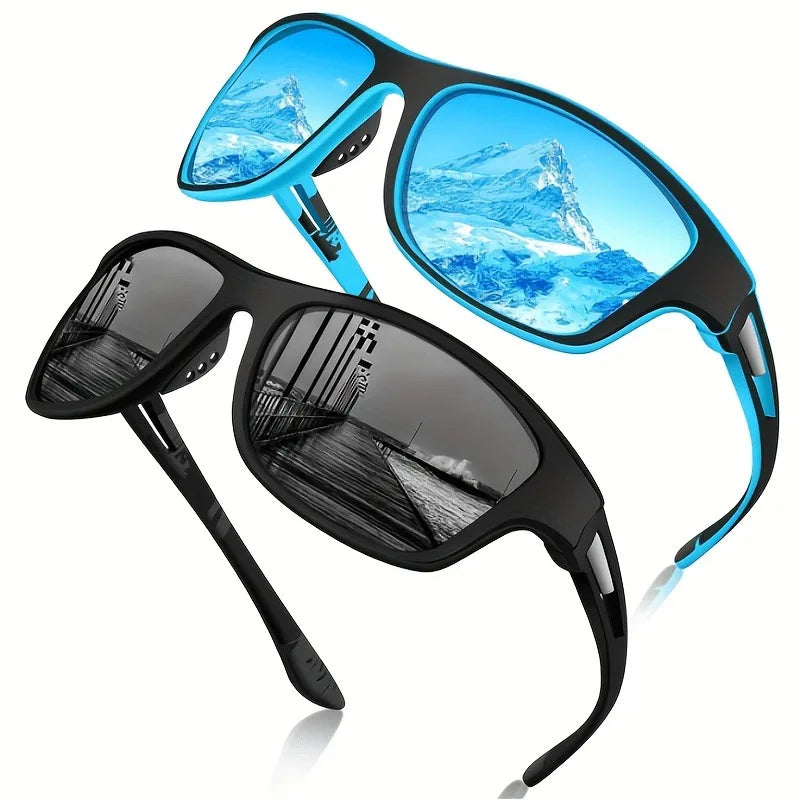 2 Pieces of Men's Square Fashionable Glasses with Comfortable PC Frame Casual Decoration Daily Fashionable Glasses