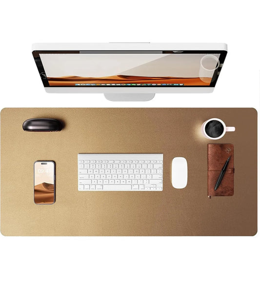 Large Bronze Mouse Pad, Office Desk Mat, Non-Slip PU Leather Desk Pad Protector