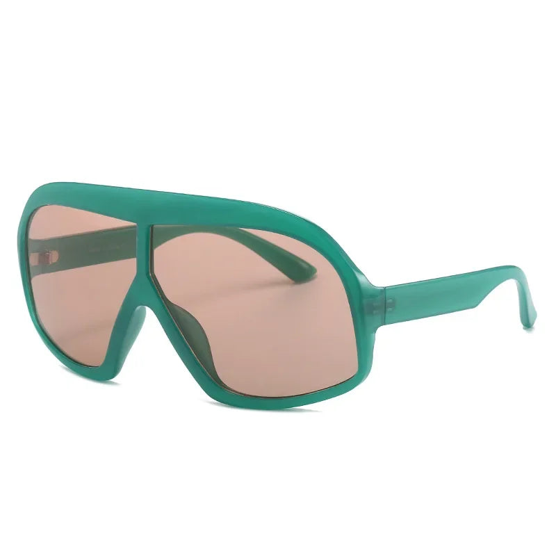 JNPCXI Fashion Oversized Pilot Sunglasses Luxury Yellow Lens Women Men UV400 Brand Designer One Piece Sun Glasses Shades