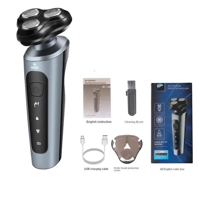 9D Men Electric Razor Face Shaver USB Full Wash Beard Knife Rechargeable Trimmer
