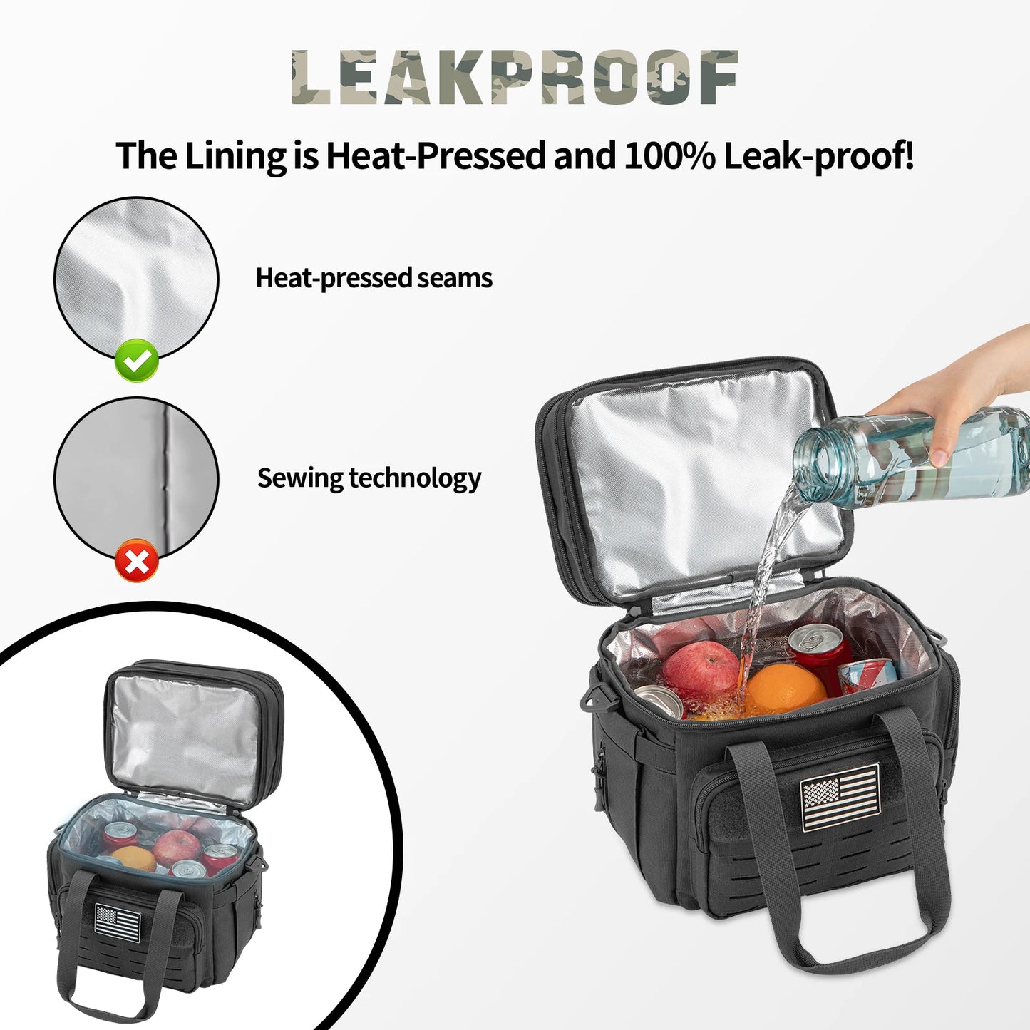 18L Tactical Lunch Box Insulated Cooler Bag for Men Heavy Duty Leakproof Work