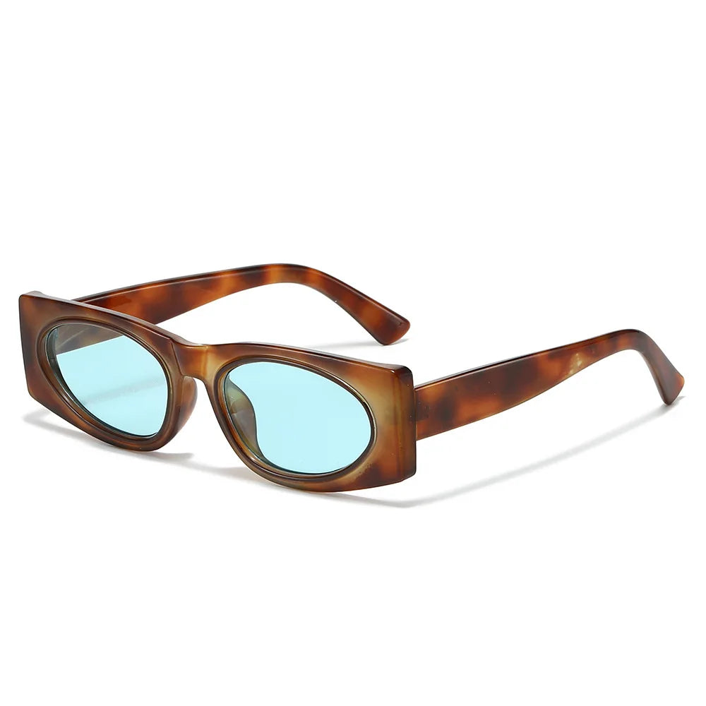 JNPCXI New Ins Popular Fashion Square Sunglasses Women Shades UV400 Retro Leopard Men Trending Oval Lens Sun Glasses