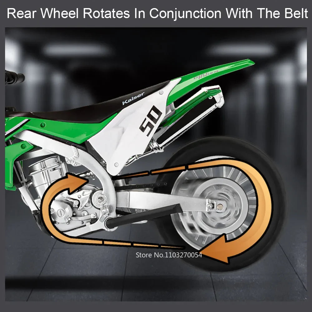 1:12 Kawasaki KX450 Alloy Motorcycle Miniature Models Toys Diecast Cars Front Wheel Steering Shock Absorption Boy's Collectibles