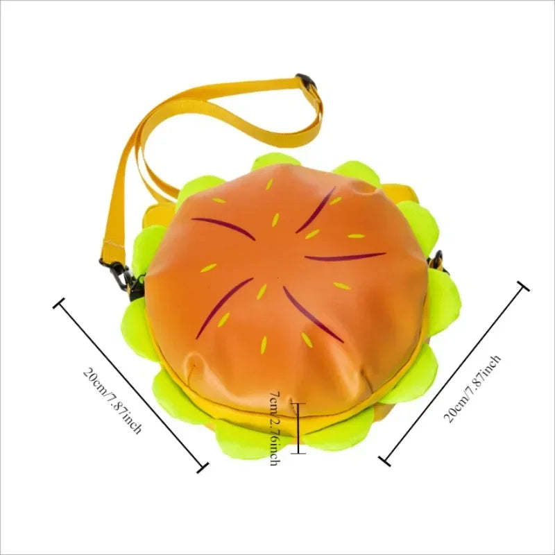 Stylish Hamburger Daypack Laptop Storage Zipper Portable Casual Tote PU Cheeseburger Backpack for Unisex Travel Outdoor Vacation