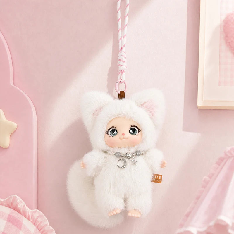 19cm New Cute Family Fox Plush Pendant Kawaii Animals Vinyl Face Plush Toy Premium Doll Enthusiasts Kids Hang Bag Decor