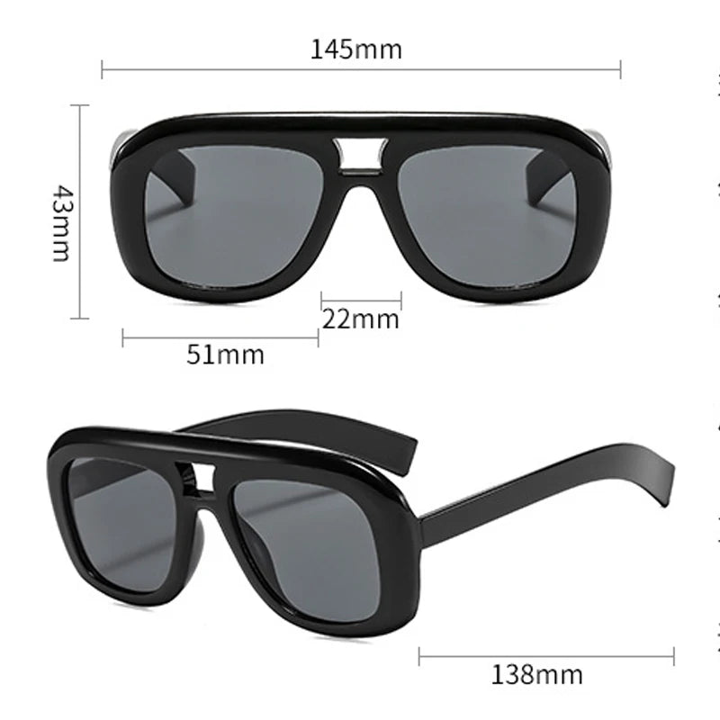 JNPCXI New Retro Double Bridges Square Sunglasses Women Fashion Red Gradient Shades UV400 Men Trending Sun Glasses