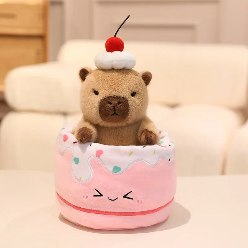 Capibala Pluches Croissant Cup cake Plush Toy Cute Dessert Break Capybara Stuffed Doll Funny Food Home Decor Kid Birthday Gift