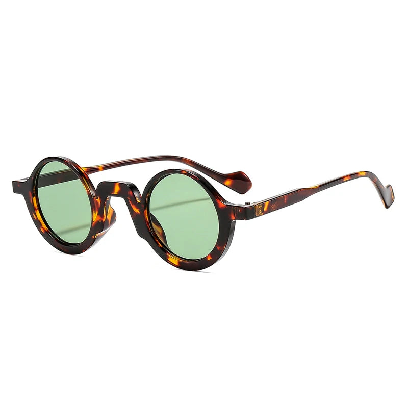 JNPCXI New Retro Small Round Punk Women Sunglasses Fashion Green Shades UV400 Trending Men Leopard Sun Glasses
