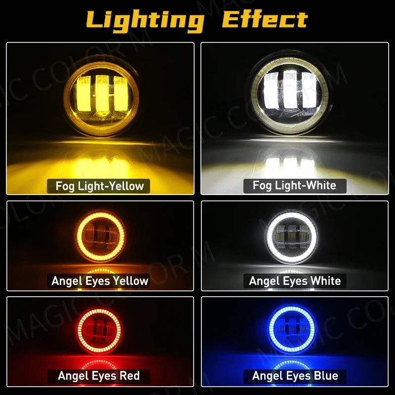 Angel Eye Fog Light For Ford Focus Fusion Fiesta Ranger C-Max Transit Tourneo EcoSport Edge Car DRL Fog Driving Lamp LED Lens