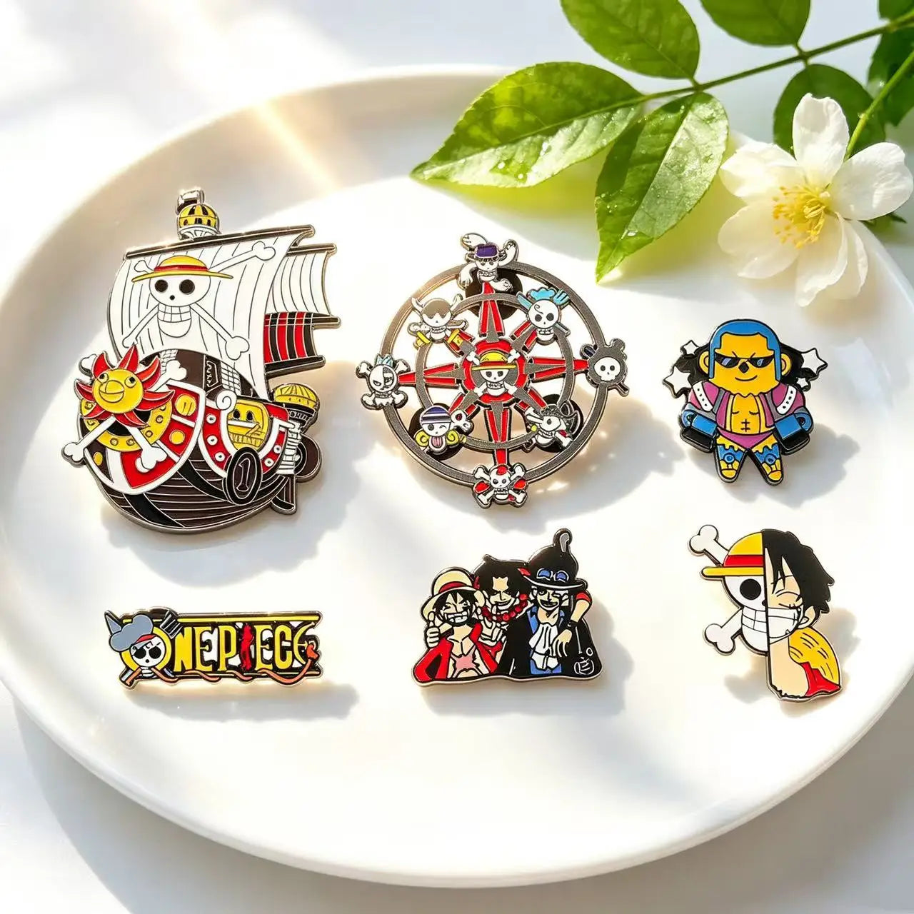 6 PCS Cartoon  Ship Brooch Anime Metal Enamel Pins Clothing Bag Lapel Badge Jewelry Gift for Fans Friends Accessories