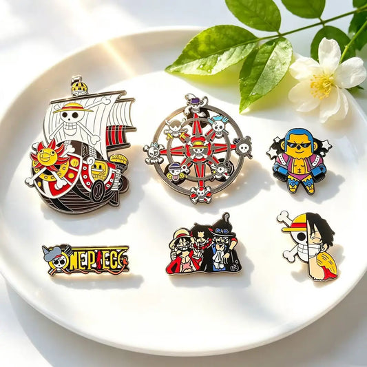 6 PCS Cartoon  Ship Brooch Anime Metal Enamel Pins Clothing Bag Lapel Badge Jewelry Gift for Fans Friends Accessories