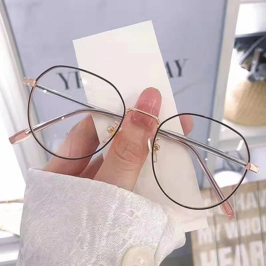 Women’s Oval Frame Fashion Glasses  Minimalist Styl, Metal Hinges