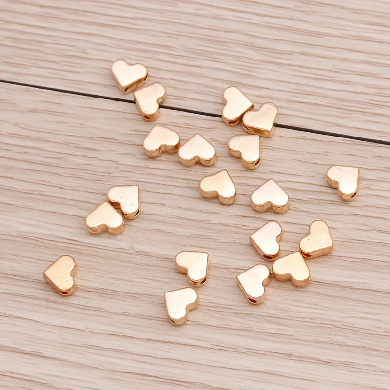 30Pcs Small Silver Gold Color Heart Beads for Jewelry Making DIY Handmade Necklace Bracelet Accessories