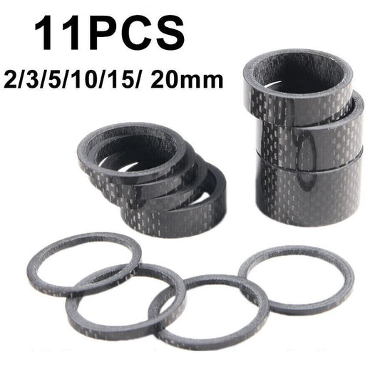 BUCKLOS 11PCS Headset Spacer Bike 1-1/8 Fork Stem Carbon Fiber Washer 20 15 10 5 3 2 Mm Bicycle Threadless Ultralight Headset