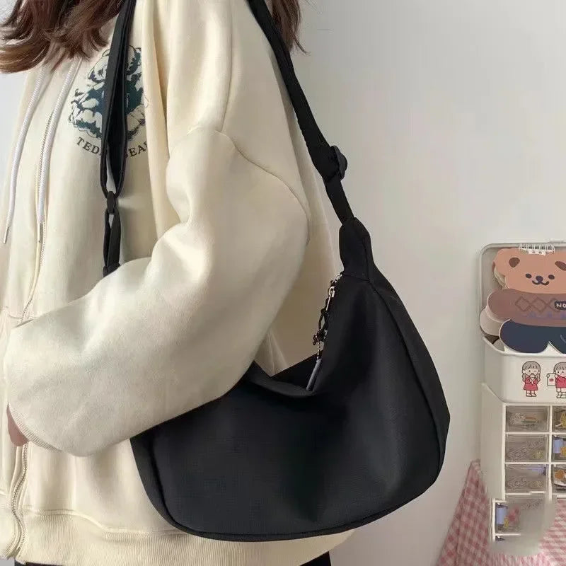 Women Solid Harajuku Simple Multifunction Handbags Large Capacity Crossbody Bag