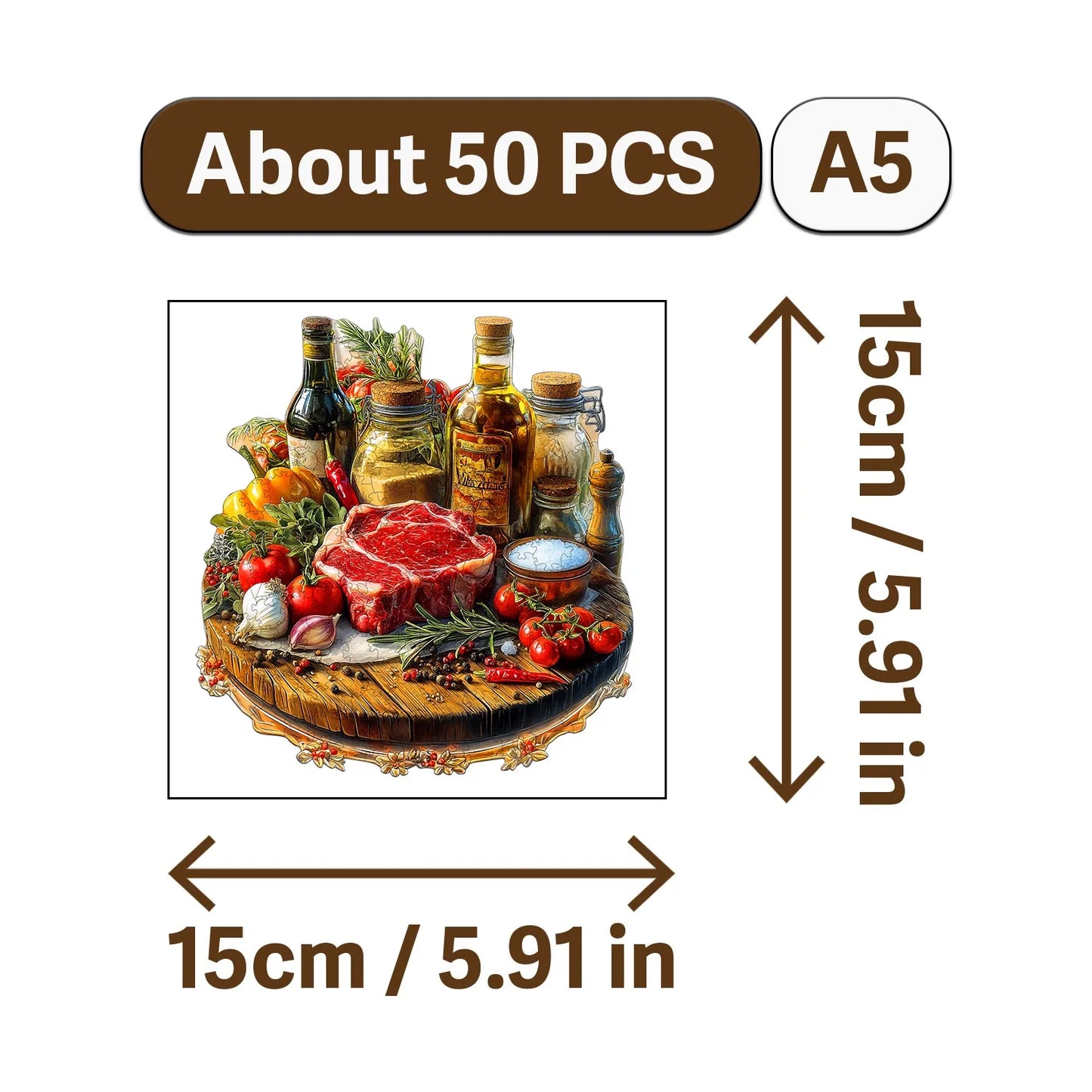 Gourmet Feast Theme Wooden Jigsaw Puzzle Wood Home Decor Painting Christmas and Halloween Gift Toy For Teen And Kid