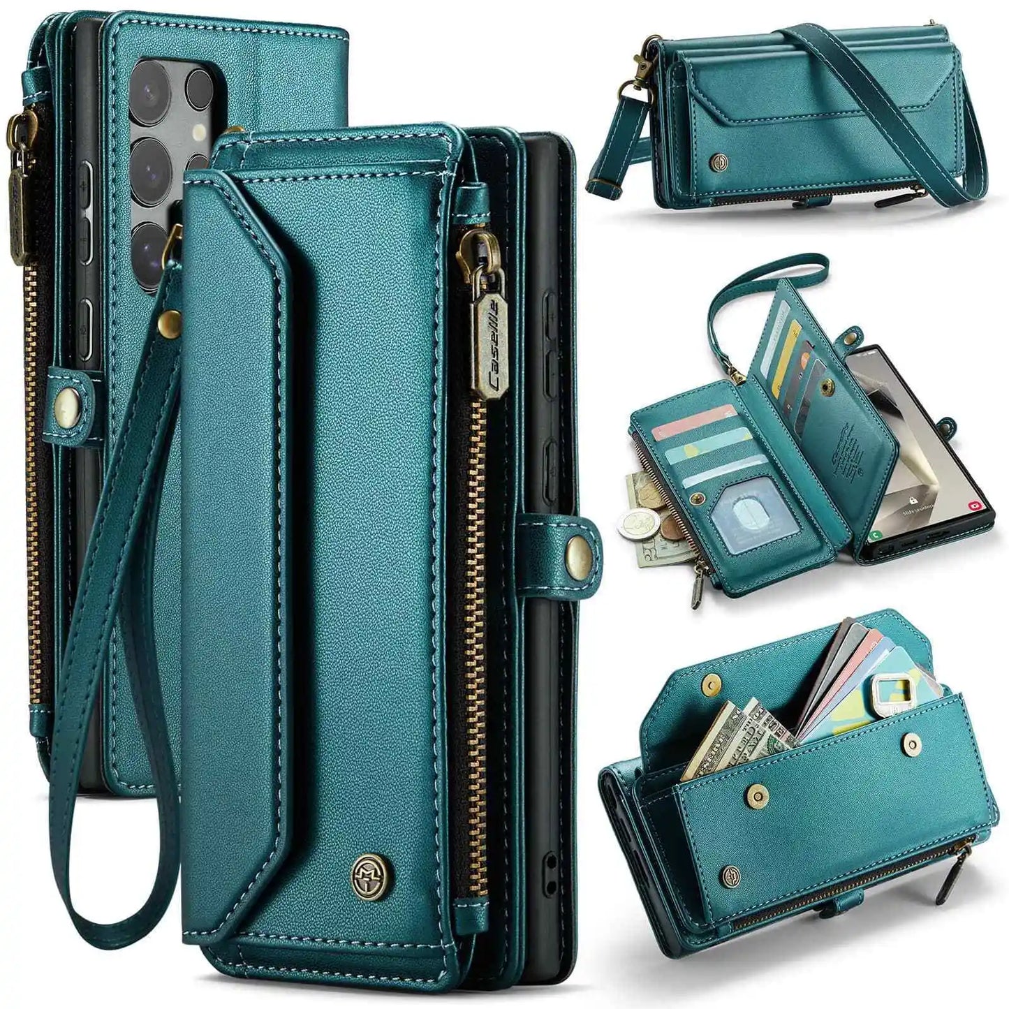 Green Crossbody Samsung Galaxy S24 S23 Ultra S22 S21 S20 Case Wallet Card Holder