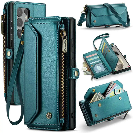 Green Crossbody Samsung Galaxy S24 S23 Ultra S22 S21 S20 Case Wallet Card Holder