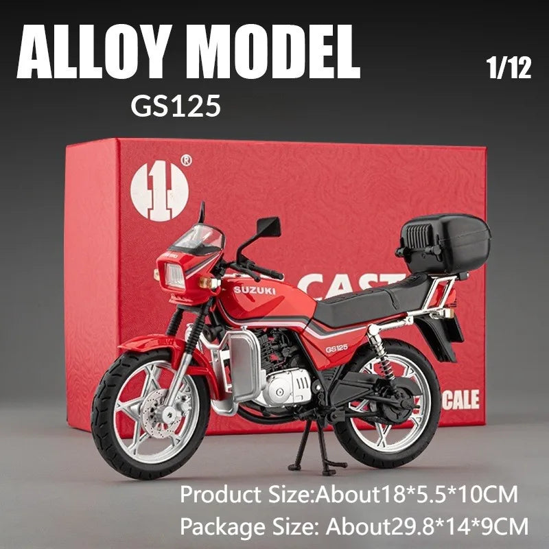 1:12 SUZUKI GS125 Hayabusa Miniature Motorcycle Diecast Alloy Model Toys Car Front Wheel Steering Motorbike Boy's Birthday Gifts